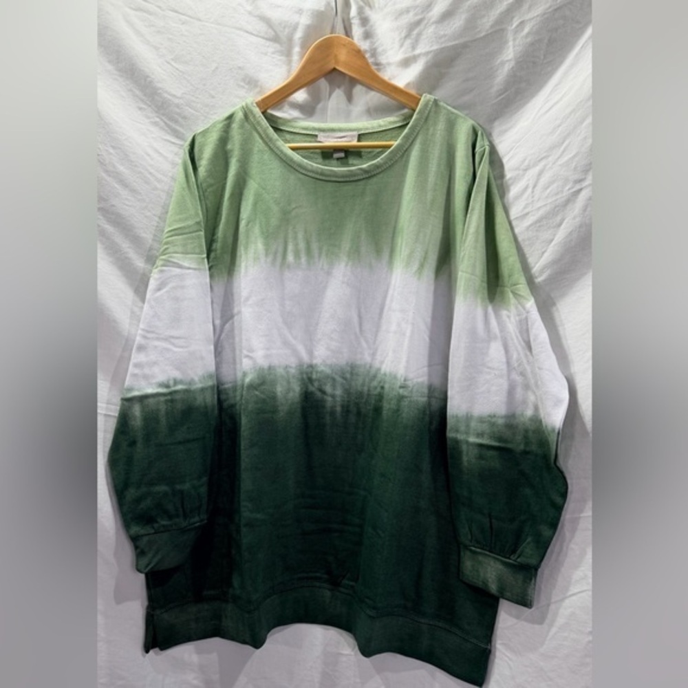 Woman Within Green Ombre Crewneck Sweatshirt